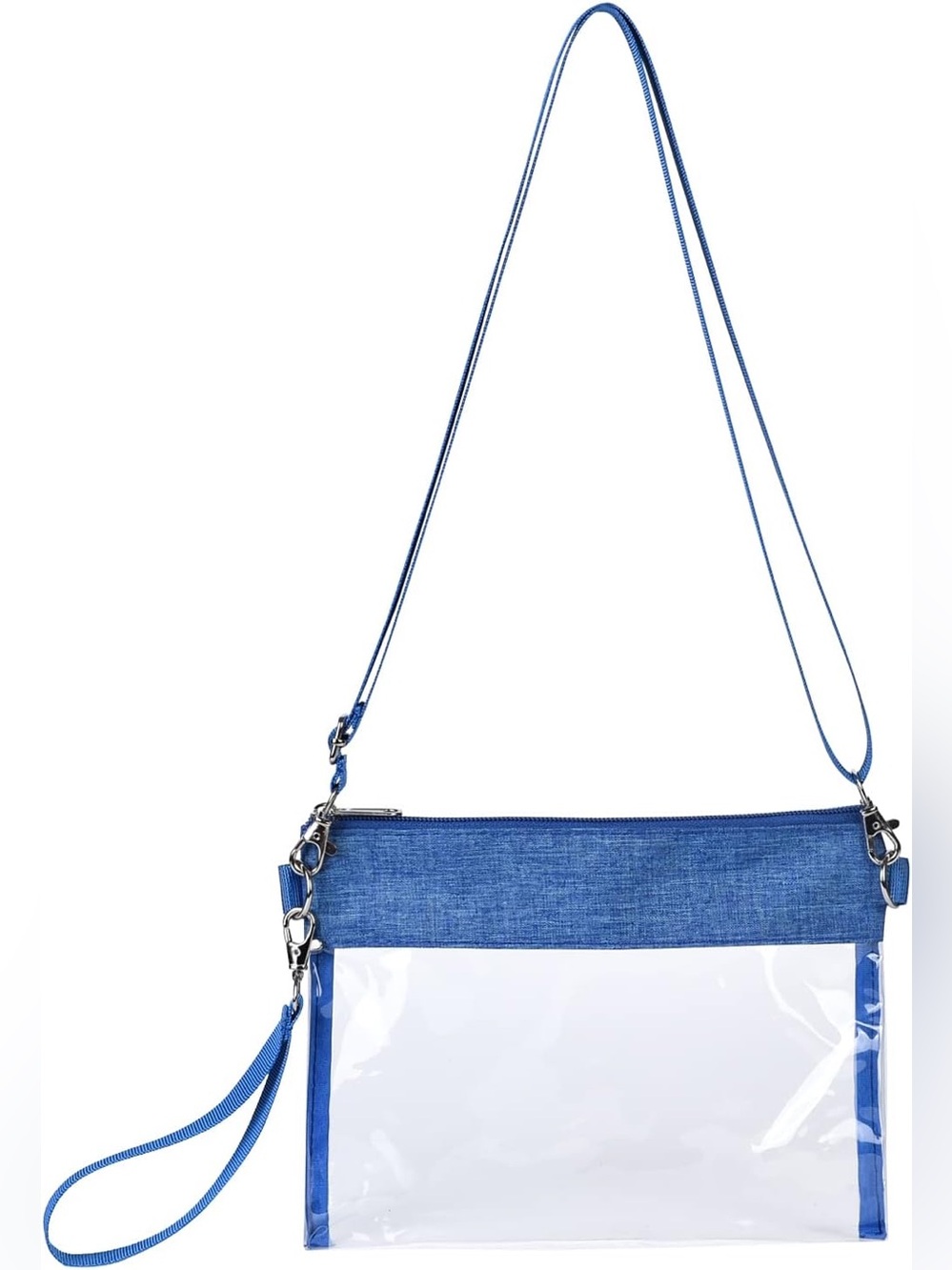Stadium Clear Crossbody/Shoulder Bag Coverts to Wristlet Blue Trim NWT